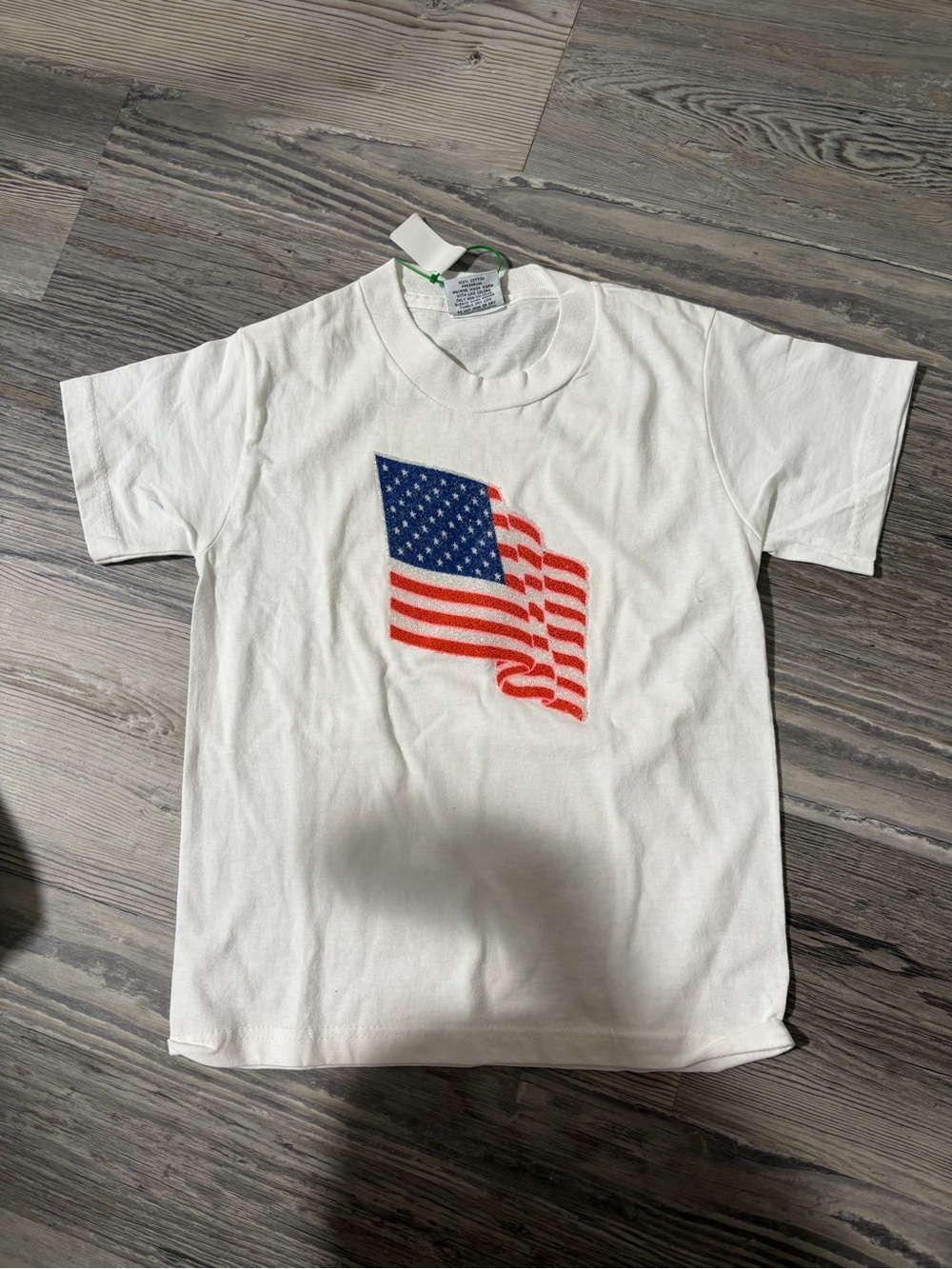 Kids Vintage White T-Shirt with American Flag Graphic